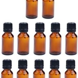 UJEAVETTE® 2x12 Pieces Glass Essential Oil Refillable Brown Amber Bottles for Travel 15ML-18