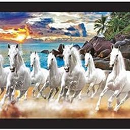 SAF paintings 7 Running Horses Vastu UV Teatured Digital Reprint Framed Painting (11 inch X 14 inch) SANFK51-image-73
