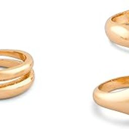 Set of 3 Gold Tone Bold Statement Finger Rings For Women-ZPFK15952-45