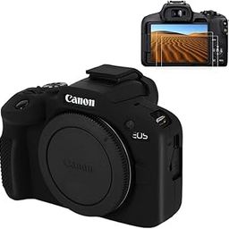 Pocoukate Case for Canon EOS R100 Camera, Soft Silicone Protective Cover Skin with EOS R100 Screen Protector Accessories for Canon EOS R100 Mirrorless Camera Silicone Case - Black-4