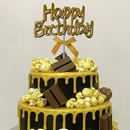 AMFIN® Happy Birthday Cake Toppers Set for Supplies Decoration Accessories / 1st Decorating Items Topper Decorations - Golden-image-9