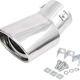 Automaze Universal Fit Car Exhaust Tail Muffler Tip Show Pipe 76mm, Curved Oval, Stainless Steel-32