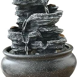 The Style SutraTabletop Fountain with LED Lights Deck Landscape Meditation Indoor Waterfall Style E | Home Decor| Indoor Fountains-image-90