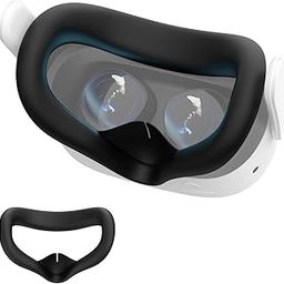 AMVR Silicone Face Cover Compatible with Meta/Oculus Quest 3S Accessories, Sweatproof Face Pad, with Nose Pad, Immersive VR Experience (Black)-image-49