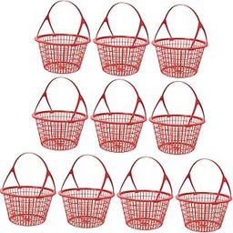 MERRYHAPY 10-Piece Small Plastic Fruit Harvest Baskets for Strawberries Blueberries and Grapes Disposable Round Picking Baskets Handle for Picnic and Storage-image-15