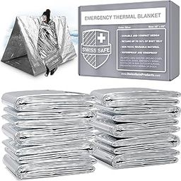 Swiss Safe Emergency Mylar Thermal Blankets (Bulk 10pk, 25pk) - Designed for NASA, Outdoors, Hiking, Survival, Marathons or First Aid (Silver Color)-image-4