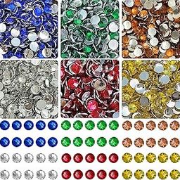 INDIKONB 1800 Multicolor Rhinestones Flatback Pastable Kundan Stones Gemstones and Crystals for Art and Crafts, Jewellery Making, Clothes, Embroidery Material DIY kit (6 mm, Multicolor) || SR 6mm ||-image-15