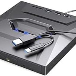 External CD DVD Writer USB 3.0 & Type C RW Optical Drive CD/DVD ROM +/-RW CD Burner Drive with USB SD/TF Card Reader Ports, USB 3.0 USB C Hub for Laptop, PC, MacBook, Desktop, Notebook - Black-27