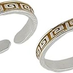 925 Sterling Silver Designer Simple Band Toe Rings/Chandi Bichiya ~ Yellow Color Tone Toe Rings-image-26