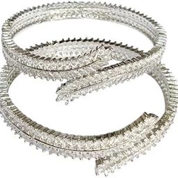 Jewellers Silver-Plated White Stick American Diamond Bangles Set for Women & Girls – Jewelry-19
