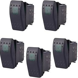 VELURA 5 x Waterproof 12V 20A Bar Rocker Toggle Switch LED Car Boat Green Light|2 x switches with harness|Switches & Controls| Parts & Accessories-image-56