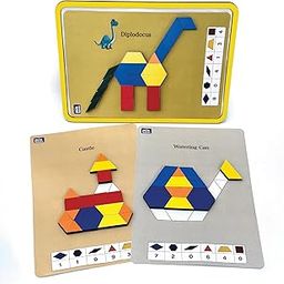 Mini Leaves Magnetic Pattern Blocks Set, 68 Wooden Pieces with 20 Activity Cards, Educational Toy for Shape and Colour Learning, Ages 3+-image-70
