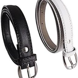 Women's Combo Set Of 2 PU leather Black and White belts-12