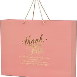 PPJ ® - THANK YOU MESSAGE PINK (SILVER FOIL PRINTED) PAPER CARRY BAG, 17 Inch X 13 Inch X 4 Inch for DIWALI/WEDDING/FUNCTION/BIRTHDAY/RETURN GIFTS/CHRISTMAS/GIFT BAGS/GIFT COVERS (Pack of 10)-image-56