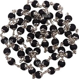 SATAT Karungali Malai Original | 54+1 Natural Ebony Wood Beads | Encased in Pure Silver Caps | Bead Size: 8mm | Meditation & Mantra Japa | For both Men & Women-image-42