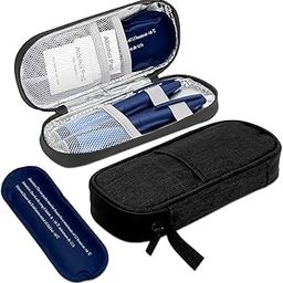 Insulin Pen Cooler Travel Case with 2 Ice Bag, Diabetic Medication Insulated Cool Organizer Carrying Bag for Insulin Pen and other Dicbetic Supplies, Small Compact for Daily Life and Trip, Black, M-image-68