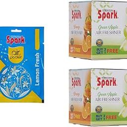 Spark International Green Apple and Lemon Air Pocket Air Freshener Last upto 30 Days and Green Apple and Orange 5X Long Lasting Freshness Air Freshener (Combo of 4)-picture-17