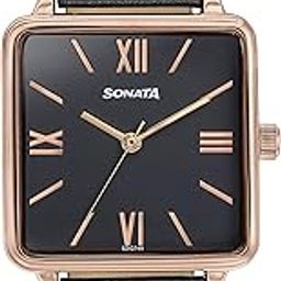 Quartz Analog Black Dial Black Leather Strap Watch for Women-image-39