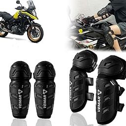 Auto Pearl Motorcycle Knee Shin Guards Elbow Pads, 4 in 1 Monstor Style Knee Shin Safe Protection Armor for Moto Cycling Racing compatible with V Strom 650 XT (Black, 4Pcs)-image-81