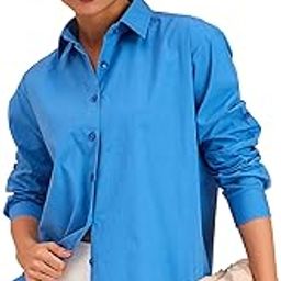 Royal Blue Poplin Oversized Shirt-image-52