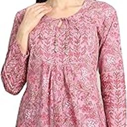 Women's Pure Cotton Floral Printed Tunic (JOPLJPR4036-P_Light Purple & Pink)-image-69
