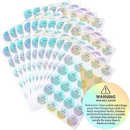 iKalaa® Wax Melting Safety Stickers Self-Adhesive Round Candle Warning Stickers Holographic | Candle Warning Labels Candle Jar Container Labels for Candle Jars Tins Containers Candle Making (120)-picture-23
