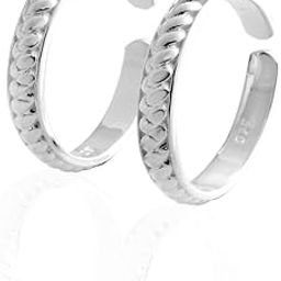 Sterling Silver Adjustable Toe Rings, Textured Design, Set of 2 925 Sterling Silver Adjustable Traditional Toe Rings – Set of 2, Elegant & Comfortable for Women & Girls Valentine's Day gift toe rings for her-19