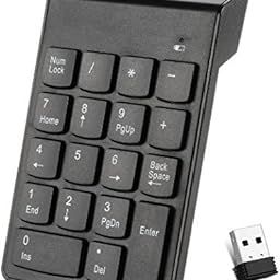 Wirless Numeric Keypad, 18 Keys Wireless USB Number Pad Keyboard with 2.4G Mini USB Numeric Receiver for Laptop Desktop PC Notebook - Black-32