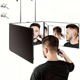 VAMISA 3 Way Mirror for Hair Cutting, Barber Mirror Self Cut, Self Haircut, 360 Degree for Haircuts for Men with 10X Magnifying Mirror, Three Way Mirror to See Back-28