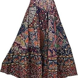 Women's Jaipuri Tribal People Printed Cotton Long Wraperon nd Skirts (Free Size, Multicolored)-image-1