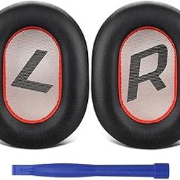SOULWIT Ear Pads Cushions Replacement, Earpads for Plantronics BackBeat Pro 2, Voyager 8200 UC Headphones, Noise Isolation Memory Foam, Softer Protein Leather (Black+Red)-image-68