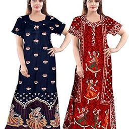 Women's Pure Cotton Nightwear Casual Nighty (Maxidress COMBO2219 Free) Maroon-image-50