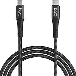 boAt Type-C C300 Tangle-Free, Sturdy Cable w/ 60W/3A PD Fast Charging, Compatible w/Xiaomi, Oneplus, Samsung, Vivo & Oppo, 480 Mbps Data Transmission Speed, Nylon Braided Skin & 1.5m Length(Black)-3