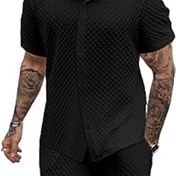 Men's Regular Fit Co-ord Set of T-Shirt & Shorts for Night Dress,Sleepwear, Loungewear, Travelling & Vacation Outfit (Black_XL)-image-14