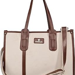 Laptop Bag for Women,15.6 Inch Laptop Tote Bag for Women,Vintage Canvas and PU Work Tote Bags Computer Teacher Bag, Business Bag Office Briefcase-image-36