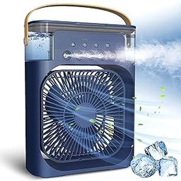 Drumstone (𝗦𝗽𝗲𝗰𝗶𝗮𝗹 𝟱 𝘆𝗲𝗮𝗿𝘀 𝘄𝗮𝗿𝗿𝗮𝗻𝘁𝘆) Mini Mist Fan Cooler: Compact USB Cooling with Water Spray, 3-Speed Modes, Timer, and 7-Color LED. Perfect for Home_Multicolor-image-56