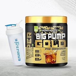 Muscle Elite Fitness Big Pump Gold Series Pre-Workout - 60 Servings,Bluerazz | Energy, Strength, Endurance & Extreme Pump | Best Pre Workout | Pre Workout for Women | Pre Workout Supplements for Men[Cola, Free Shaker]-0