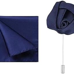 Mens Satin Pocket Squar With Floral Stick Brooch Lapel Pin Boutonniere for Men Women for Office Corporate Party Suit Blazer-image-93
