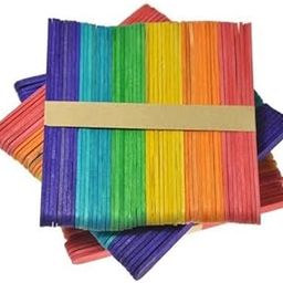 CosaCentrum Natural Wood Ice Cream Sticks/Popsicle Sticks (Ideal for Arts & Craft, DIY and School Projects) (Pack of 200, Multicolor)-1