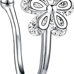 Blooming Grace Crystal Flower Fake Nose Hoop Rings False Nose Ring Non Piercing Clip On Nose Hoop Rings Body Jewelry (NR0336) 1 Pc Only-image-66