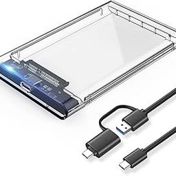 SmartTech 2.5 inch Sata HDD / SSD Hard Drive Enclosure USB 3.1 with Type C OTG Cable Internal Hard Disk Drive Case for External Portable Transparent Casing Computer Laptop (2.5- USB 3.1)-26