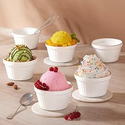Larah by BOROSIL Ice Cream Bowl/Dessert Set(Set of 6) - Glass, 190 Ml (Goldline)-image-12