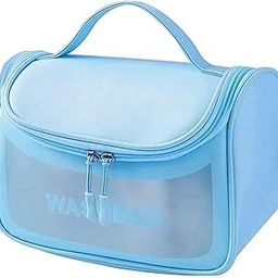 The Stitch Tale Makeup Pouch for Women Cosmetic Organizer Bag Travel Toiletry Bag for Cosmetics Brushes Accessories Waterproof Zippered Cosmetic Bag Portable Carry Pouch (Blue)-image-88