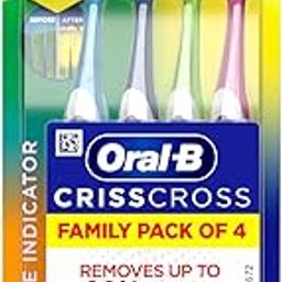 Oral-B Criss Cross - Family Pack Of 4 Toothbrushes Medium,For Adults,Manual,Multicolor-image-6