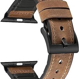 AMIRITE ABS056 Silicone Faux Leather Belt Loop Watch Straps / Bands Compatible With Apple iWatch For Men Women Unisex, Replacement Strap 49mm 45mm 44mm 42mm For iWatch Series Ultra/8/7/6/5/4/3/2/1/SE/SE2【 👉 Only Strap for Apple iWatch ⌚ Watch NOT Included 】-29