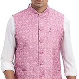 SHOWOFF Men's Pink Printed Nehru Jacket-AK-DK-0610-B_Pink-image-11