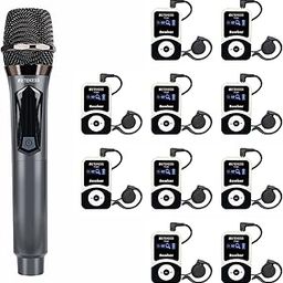 Retekess T130 MIC Wireless Tour Guide System, Wireless Handheld Transmitter, Dynamic Microphone, 100m/328ft，Interpretation System for Factory Tour（1 Transmitter 10 Receiver)-image-56
