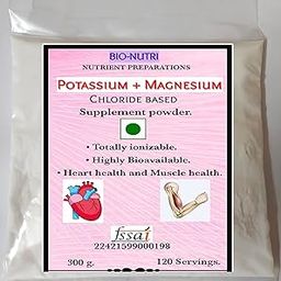 BIO-NUTRI POTASSIUM + MAGNESIUM - chloride based supplement powder - 120 Servings - 300 g - Heart and Muscle health (2.50 g measuring scoop provided).-image-48