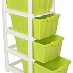 Joyful Studio 4 XL Plastic Modular Drawer System, GREEN colour (31cmx39cmx80.9 cm)-image-36