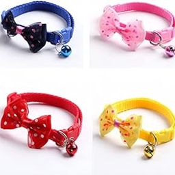 PSK PET MART Cat Collars with Bow Tie and Bell Adjustable Puppy Kitten Or Certain Puppies Necktie Collar, Pack of 4 (Color May Vary)-6